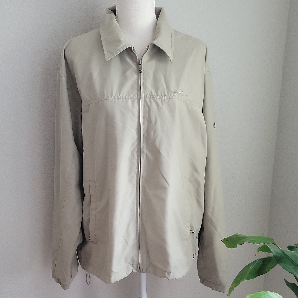 Quicksilver Beige Lightweight Work Windbreaker Collared Jacket